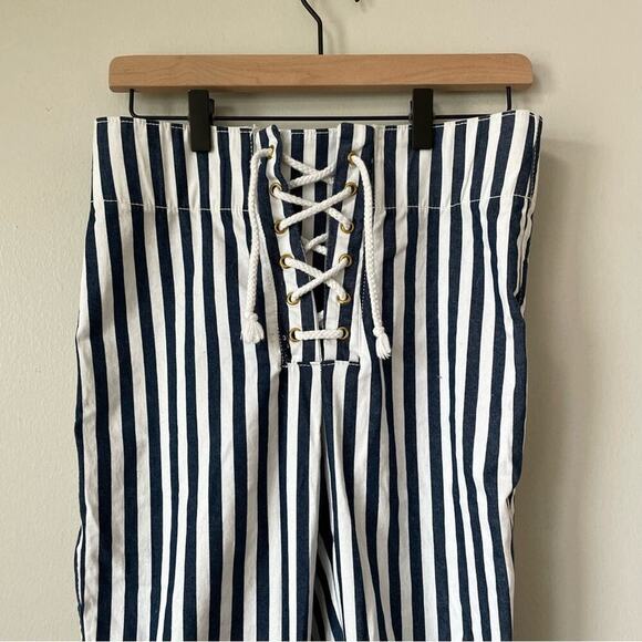 Show Me Your Mumu Mumu Blue Berkeley Tie Up Bells Nautical Stripe Jeans - Picture 7 of 15